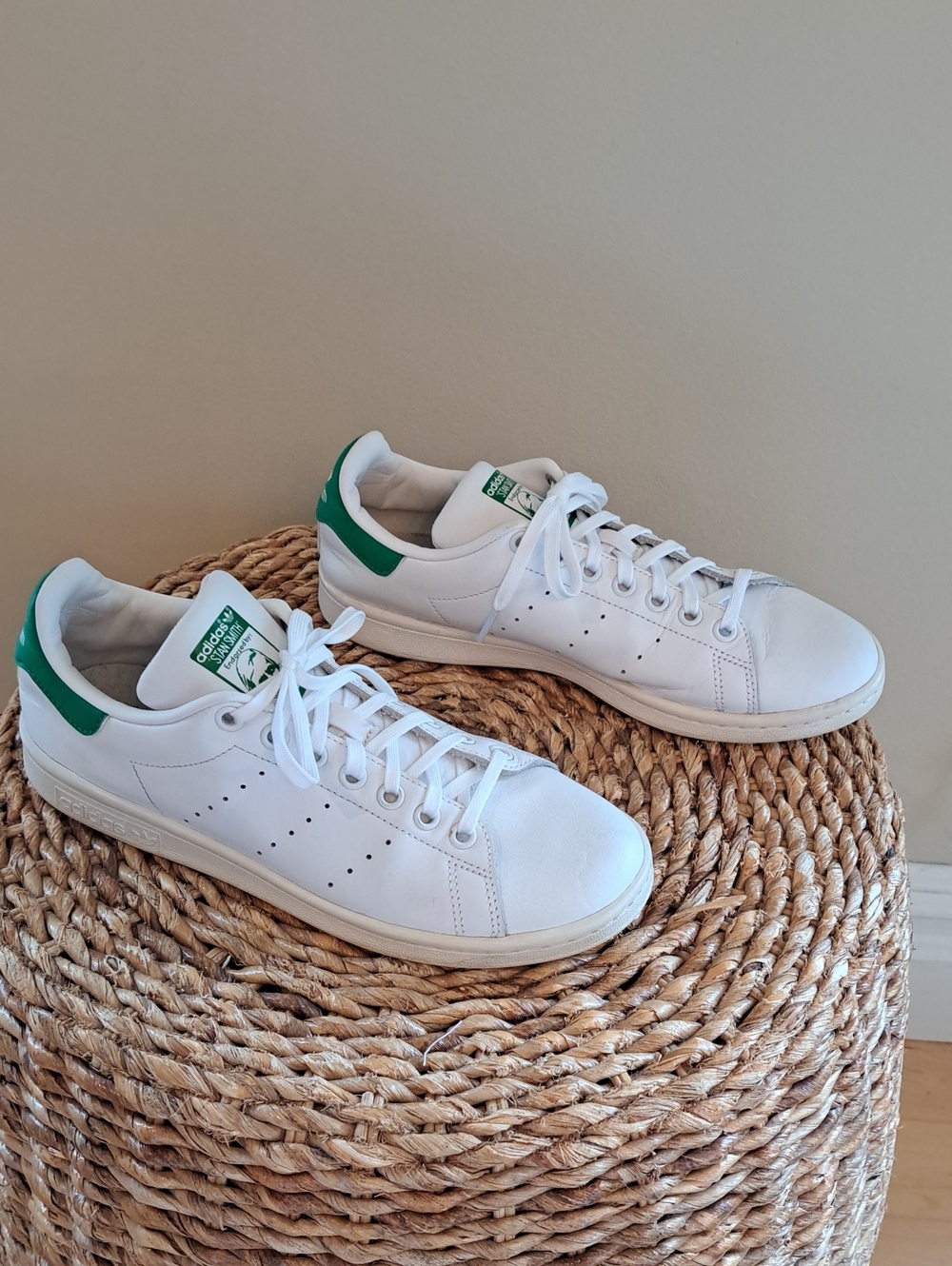 Adidas Unisex Stan Smith White/Green Leather Athleisure/Preppy Sneakers 6.5